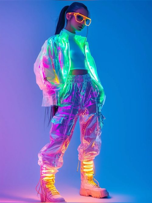 Neon Futuristic Fashion Model