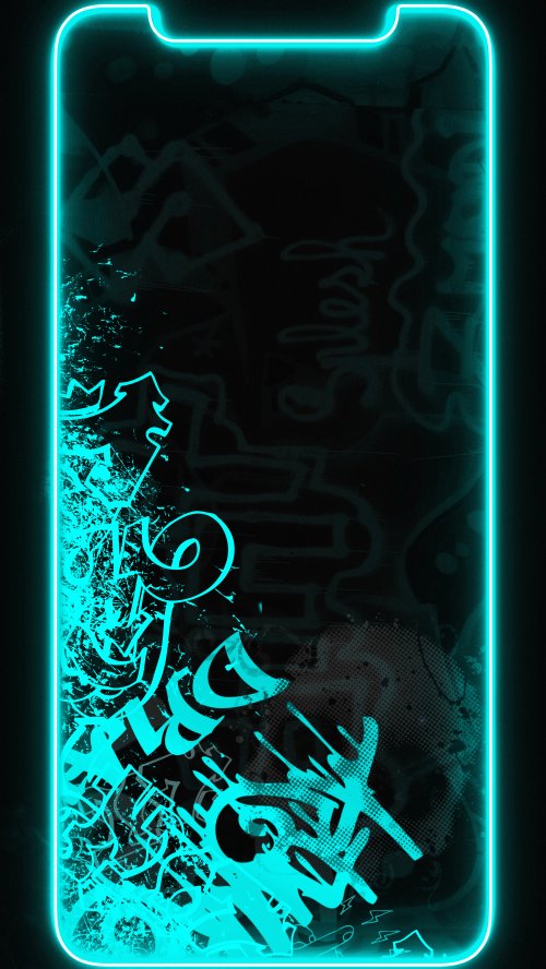 Neon Graffiti Phone Frame - Related Dark Wallpapers wallpaper