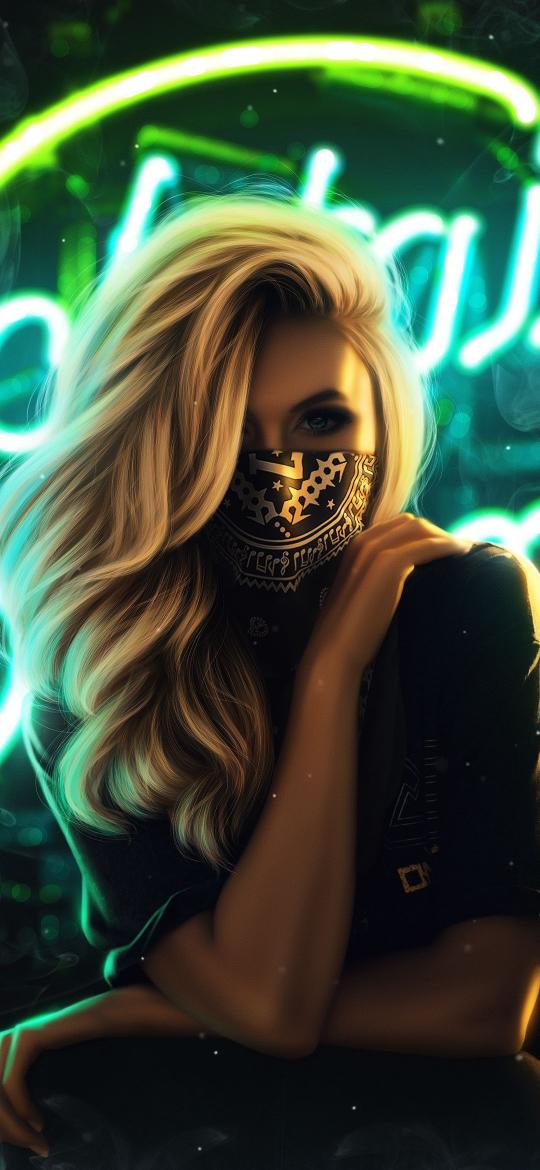 Neon Masked Beauty - Related 4K Wallpapers wallpaper
