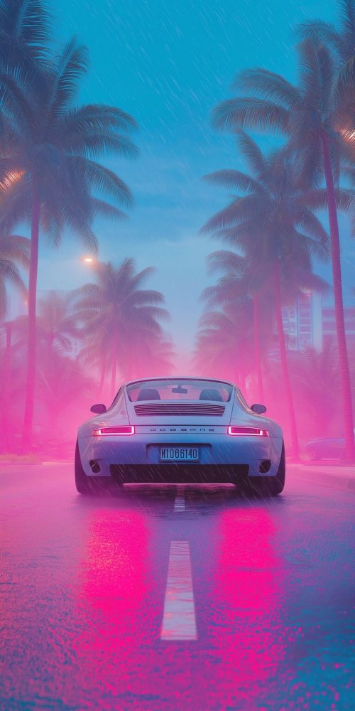 Neon Porsche Paradise - Related Dope Wallpapers wallpaper