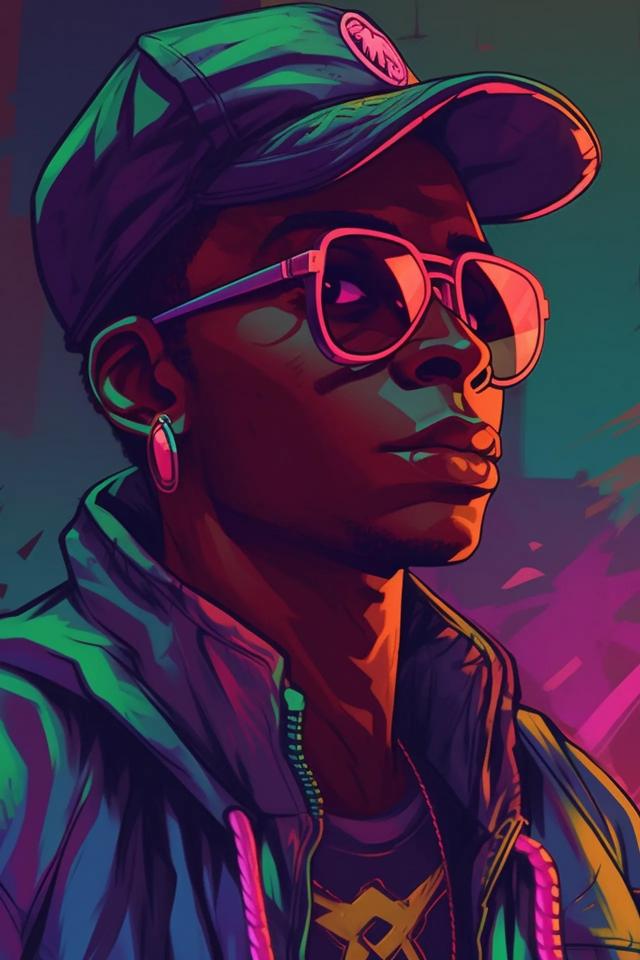 Neon Portrait Illustration - Related Dark Wallpapers wallpaper