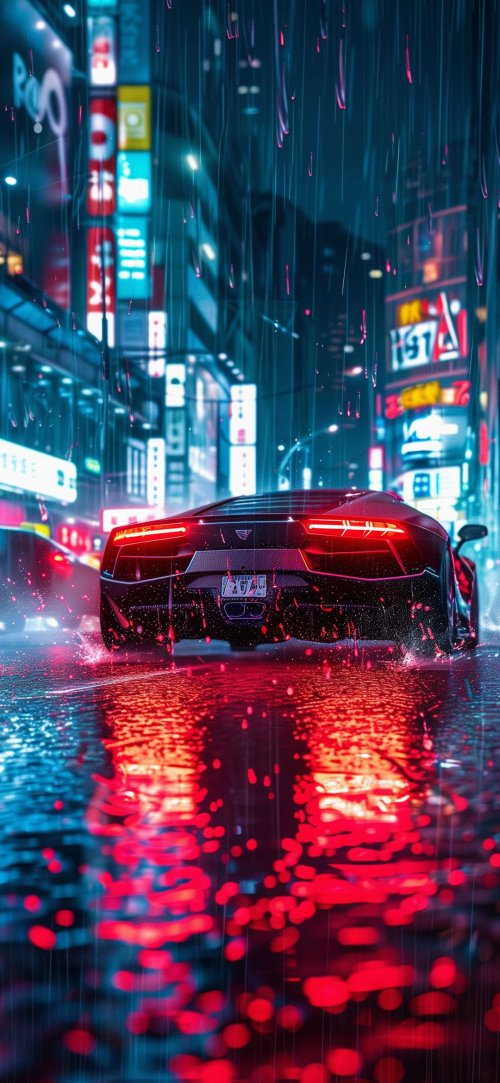 Neon Rain Supercar - cars Wallpaper