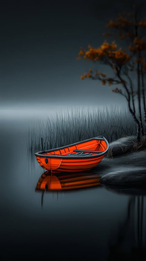 Orange Boat Lakeside - Related StockWalls wallpaper