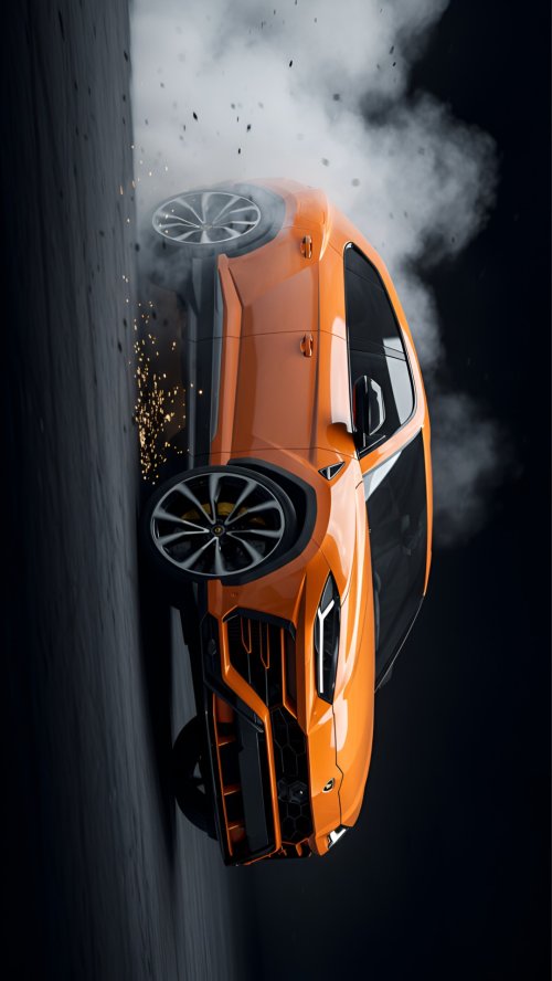 Orange Sports Car Drift