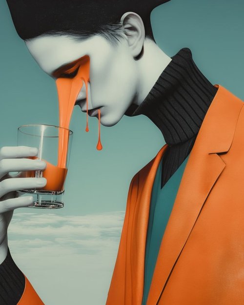 Orange Tears Surreal Portrait - dope Wallpaper
