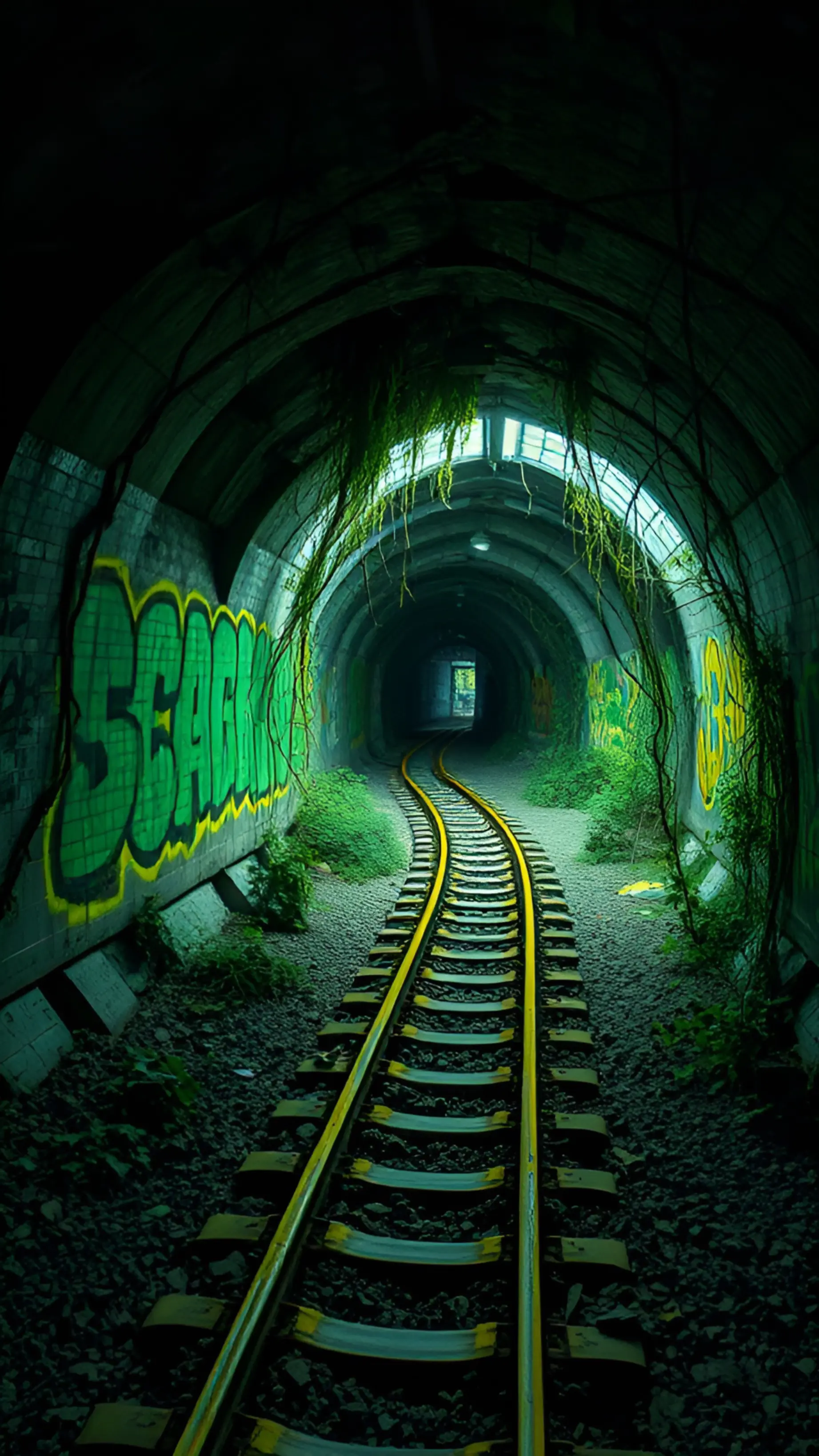Overgrown Tunnel Rails - Related 4K Wallpapers wallpaper