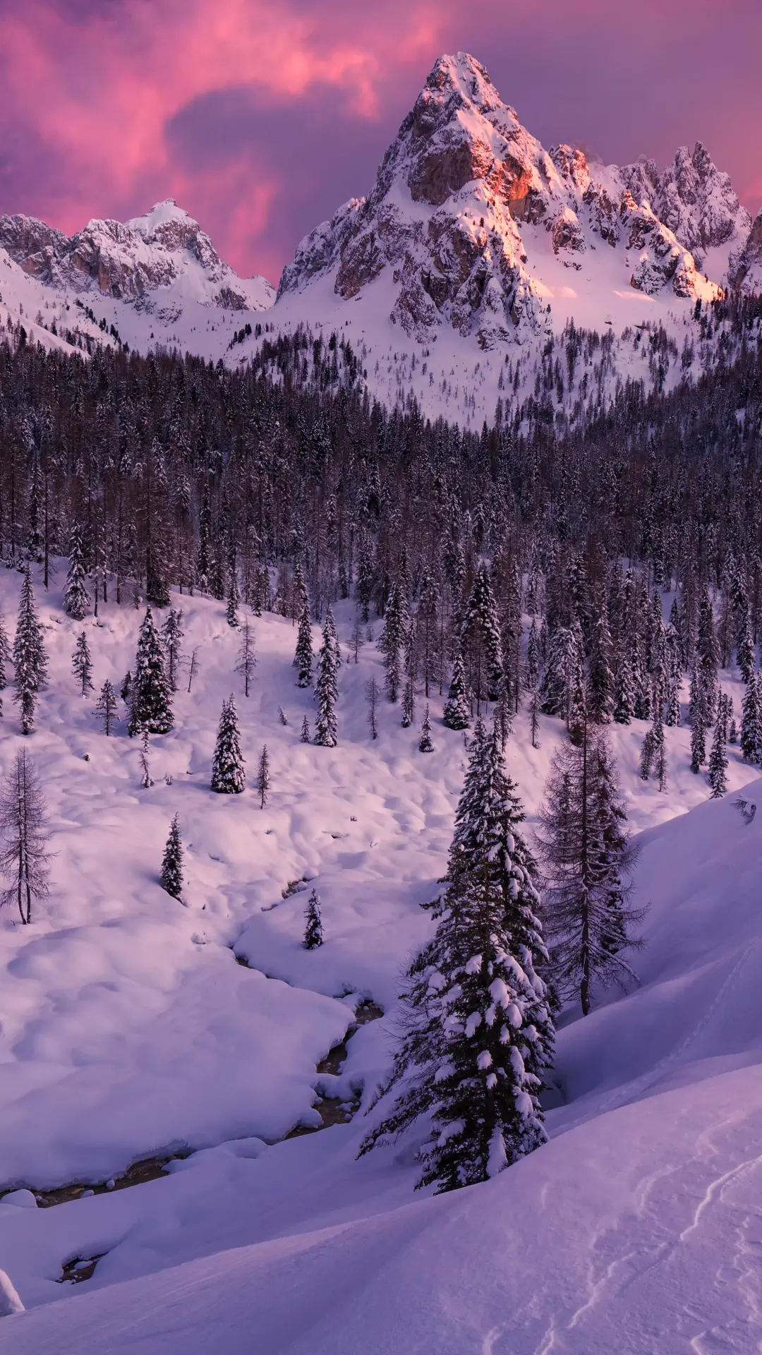 Pink Mountain Winterscape - Related 4K Wallpapers wallpaper