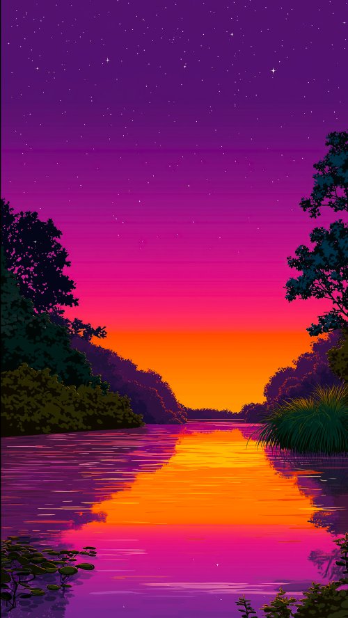 Pixel Art Sunset River - Related Ghetto Wallpapers wallpaper