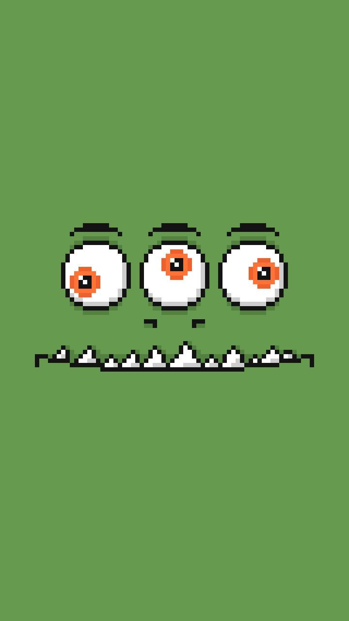 Pixelated Green Monster Face - Related Anime Wallpapers wallpaper