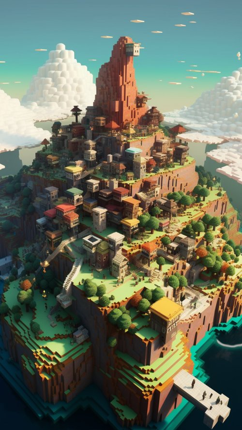 Pixelated Mountain Village - Related Ghetto Wallpapers wallpaper