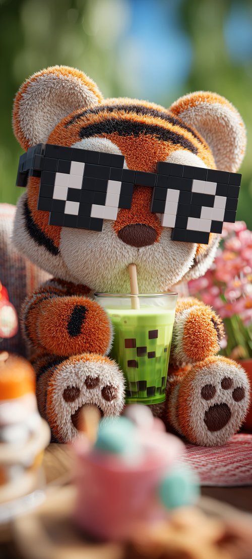 Pixelated Tiger Boba Break - Related Ghetto Wallpapers wallpaper