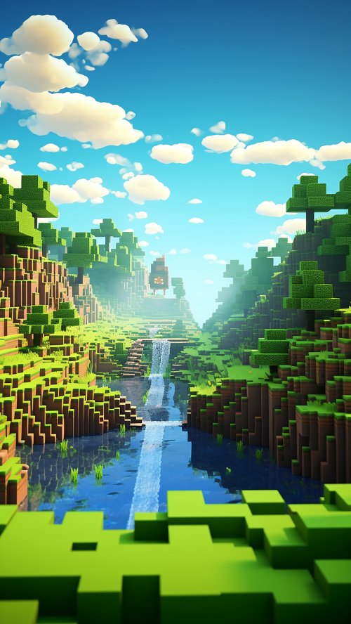 Pixelated Waterfall Landscape - Related Ghetto Wallpapers wallpaper