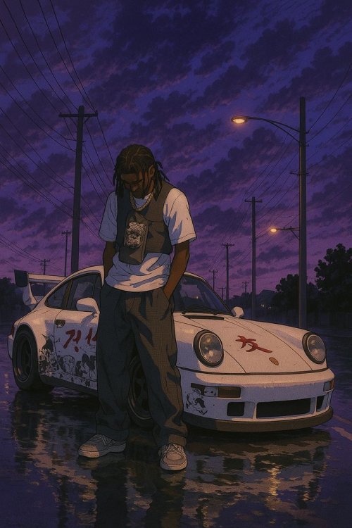 Porsche and Pensive Man