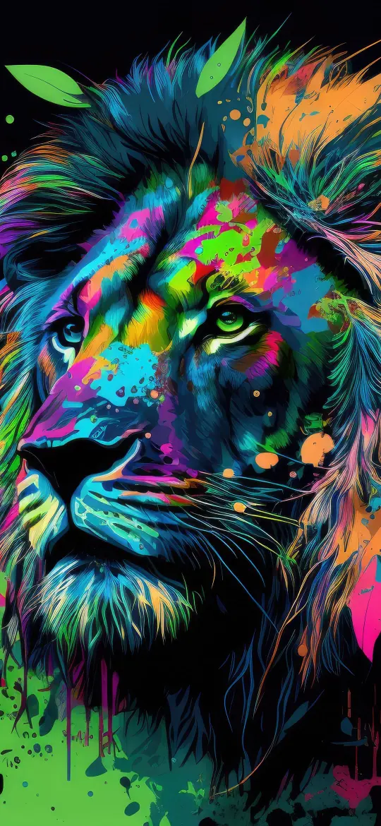 Psychedelic Lion Portrait