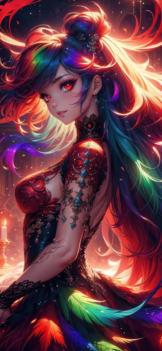 Rainbow Hair Anime Girl - Related Ghetto Wallpapers wallpaper
