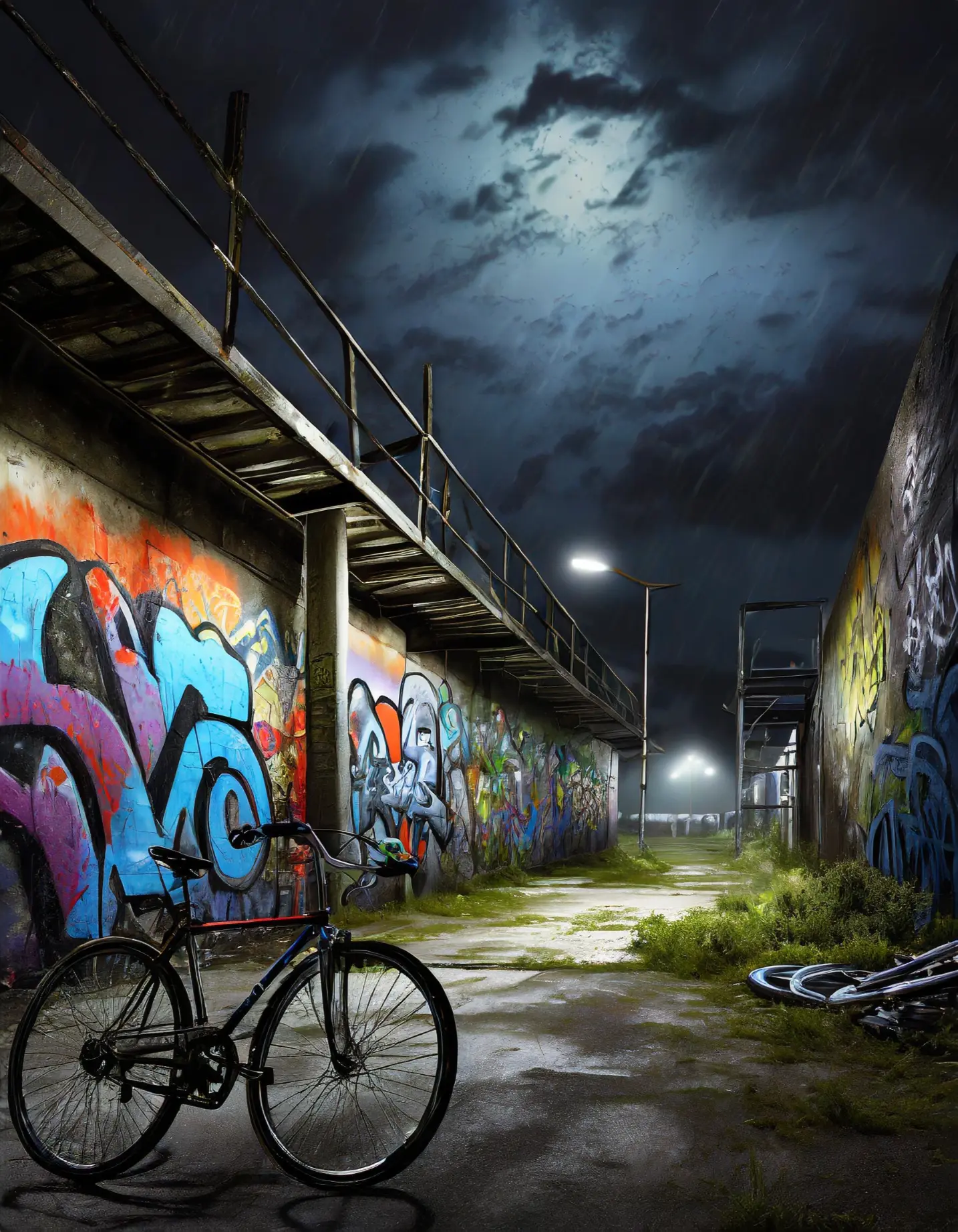 Rainy Graffiti Alley Bike - Related Ghetto Wallpapers wallpaper