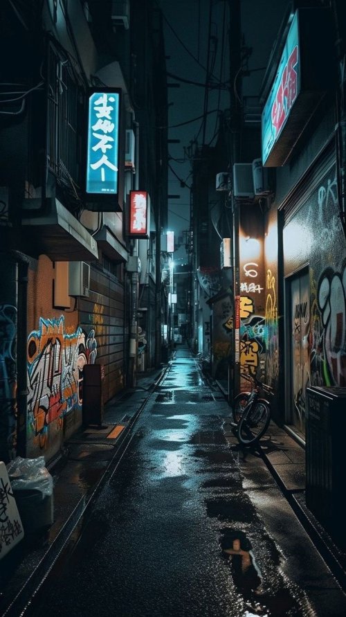 Rainy Tokyo Alley - urban Wallpaper