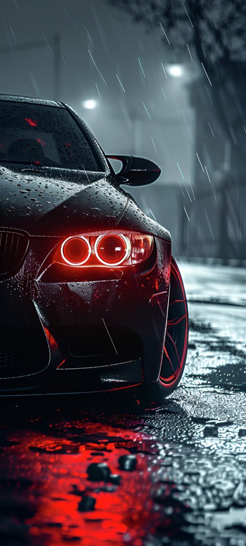 Red BMW in Rain - cars Wallpaper
