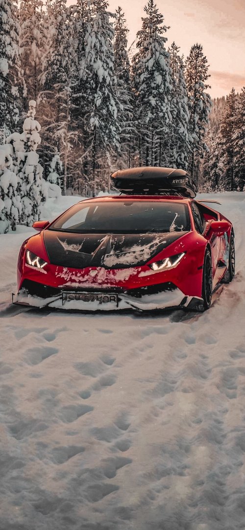 Red Car Winter Drive - Related 4K Wallpapers wallpaper