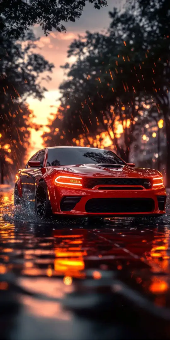 Red Charger Rainy Drive - Related Ghetto Wallpapers wallpaper