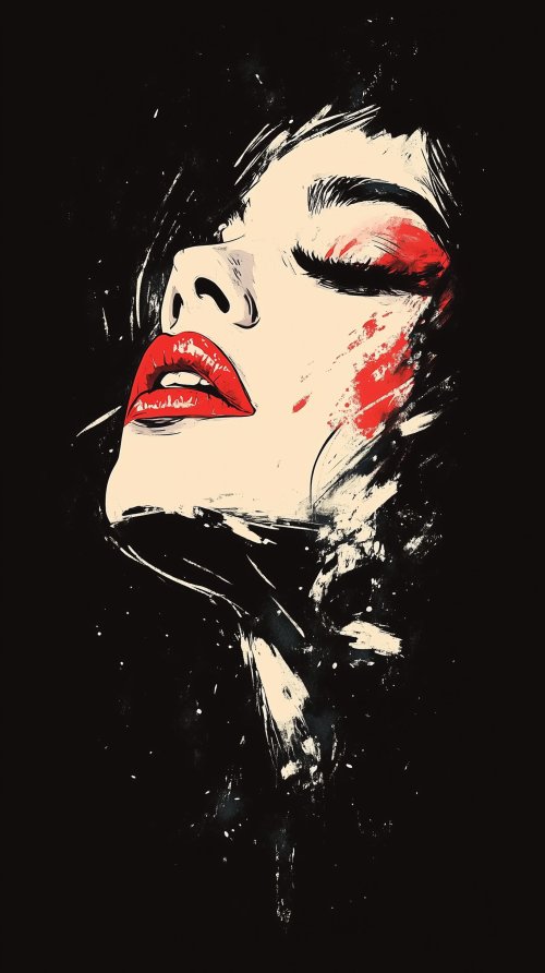 Red Lips Abstract Portrait - Related 4K Wallpapers wallpaper