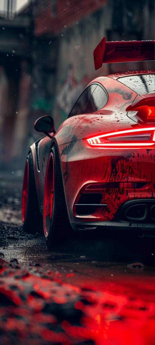 Red Porsche Graffiti Car - Related Dope Wallpapers wallpaper
