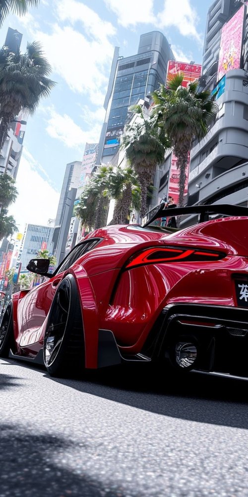 Red Sports Car City - cars Wallpaper