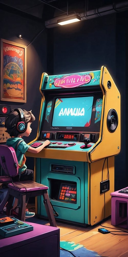 Retro Arcade Gaming Scene - Related Ghetto Wallpapers wallpaper
