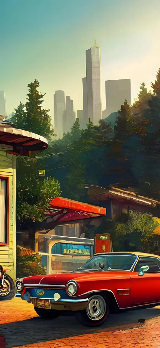 Retro Cityscape Painting