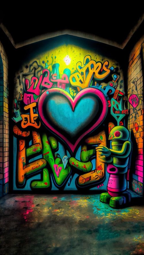Robot Love Graffiti Art - graffiti Wallpaper