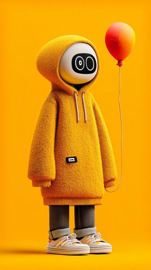Robot with Balloon - dope Wallpaper