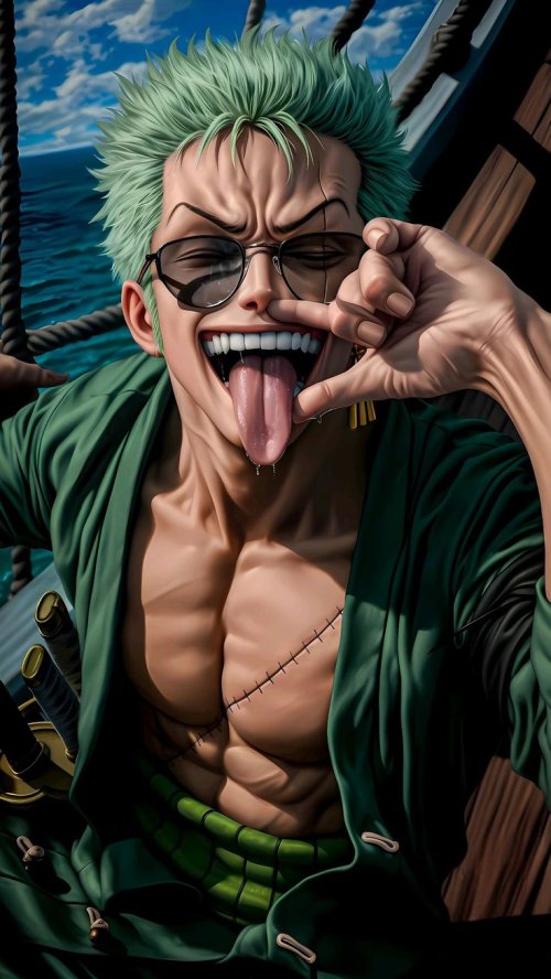 Roronoa_Zoro_Playful_Expression - Anime Wallpaper