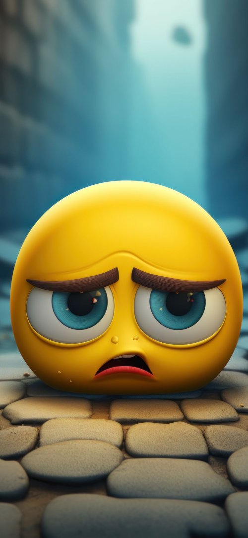 Sad Emoji on Cobblestones - Related Ghetto Wallpapers wallpaper