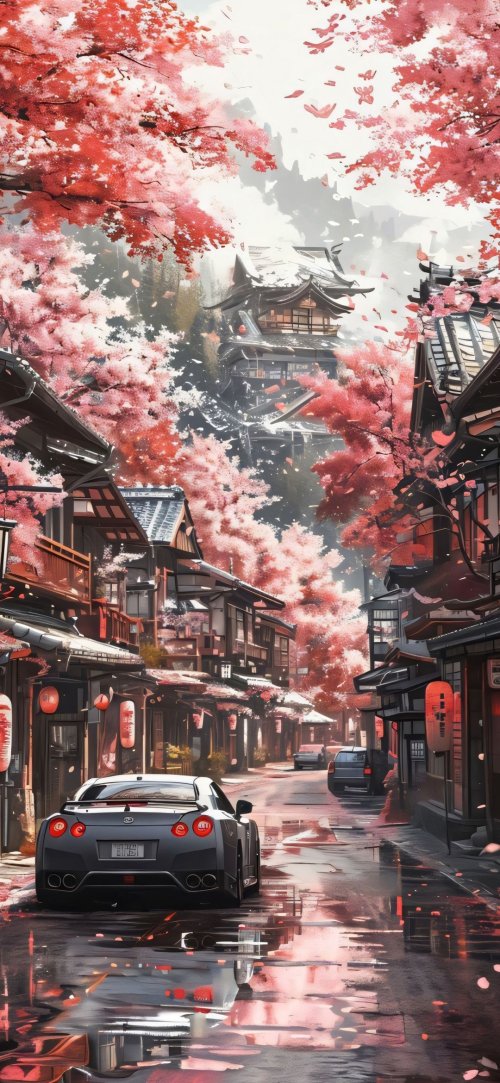 Sakura Street Scene - japan Wallpaper