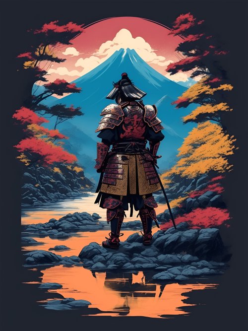 Samurai Facing Mount Fuji