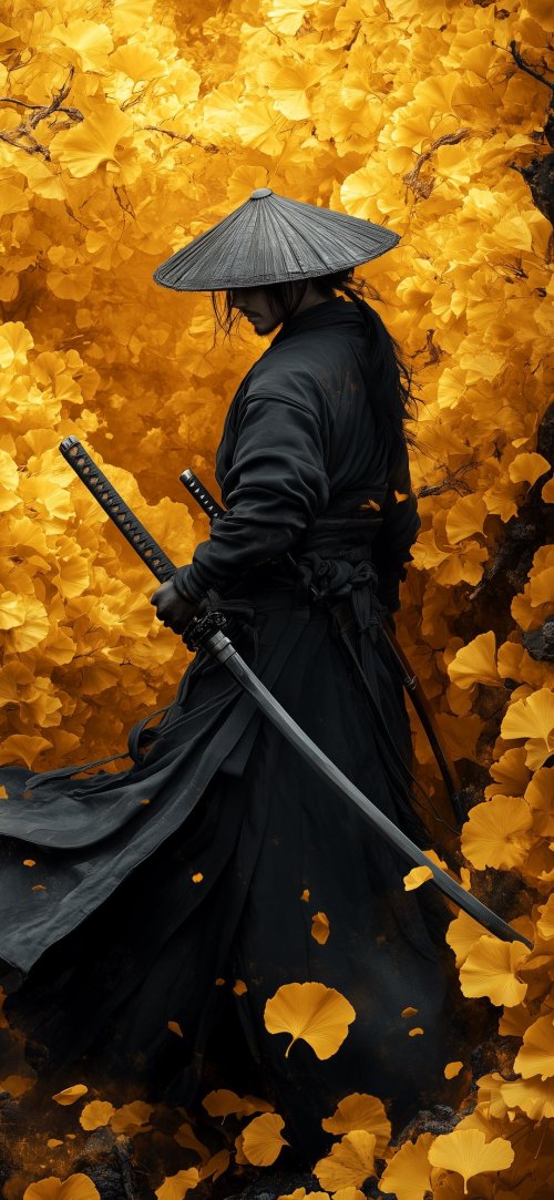 Samurai in Golden Foliage - Related StockWalls wallpaper