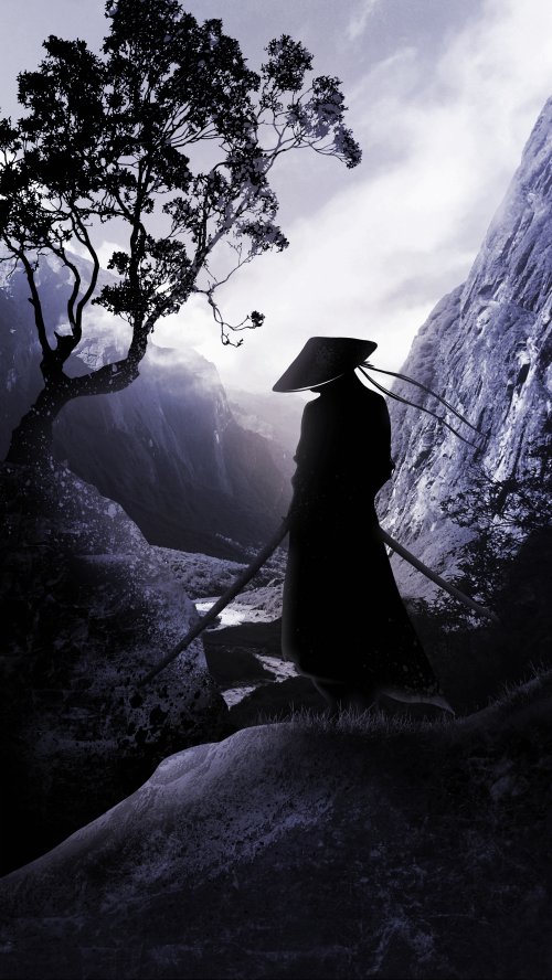 Samurai in Misty Mountains - samurai Wallpaper