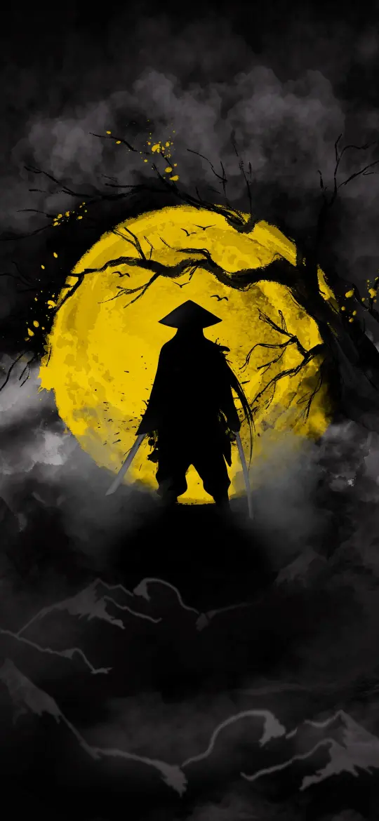 Samurai Moon Silhouette