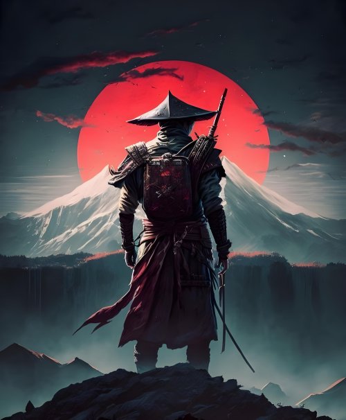 Samurai Red Sun Landscape - samurai Wallpaper