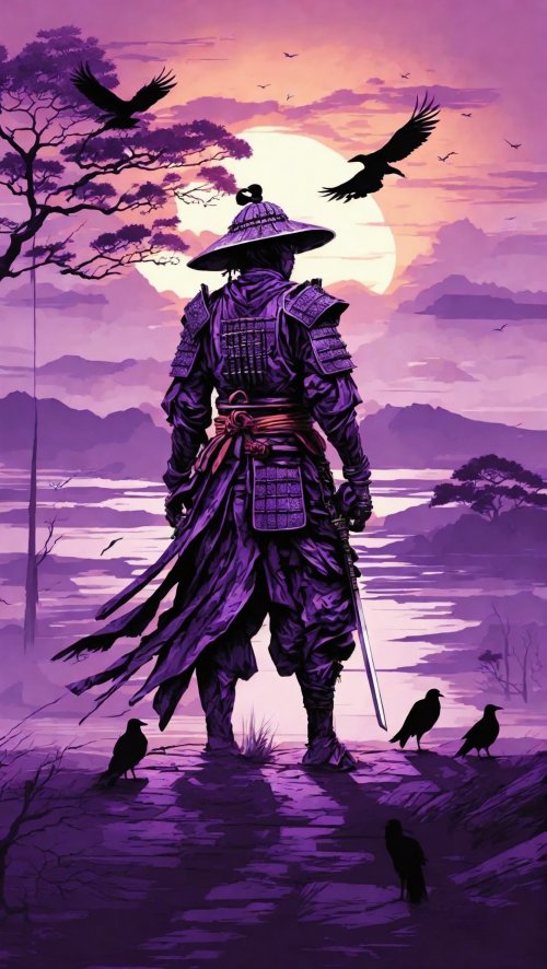 Samurai Sunset Silhouette - samurai Wallpaper