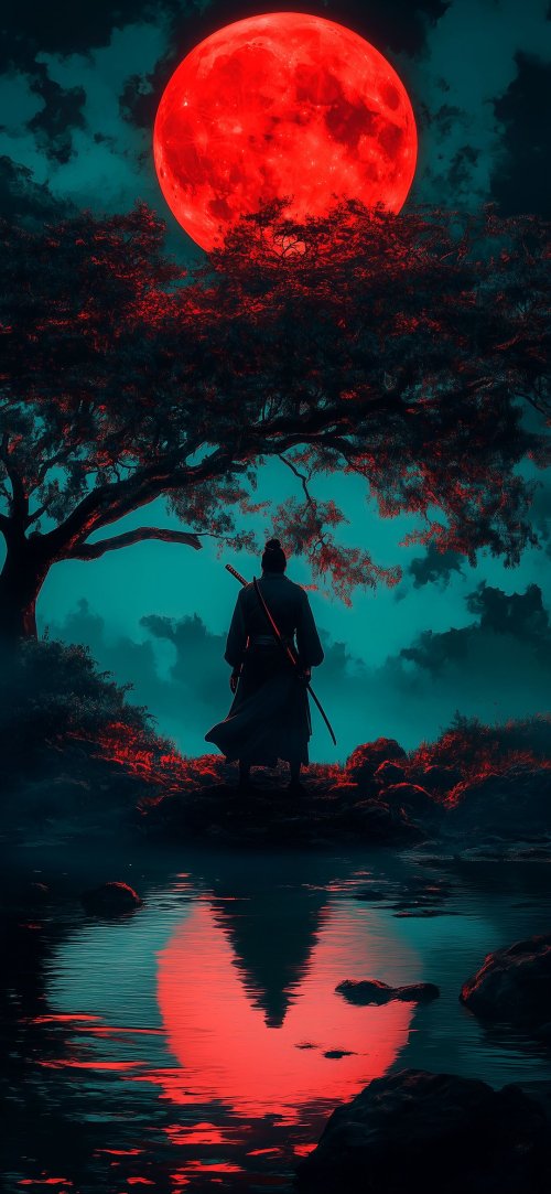 Samurai Under Red Moon - Related Ghetto Wallpapers wallpaper