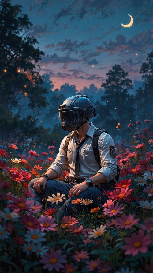 Soldier in Flower Field