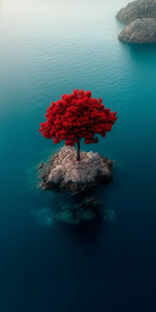 Solitary Red Tree - nature Wallpaper