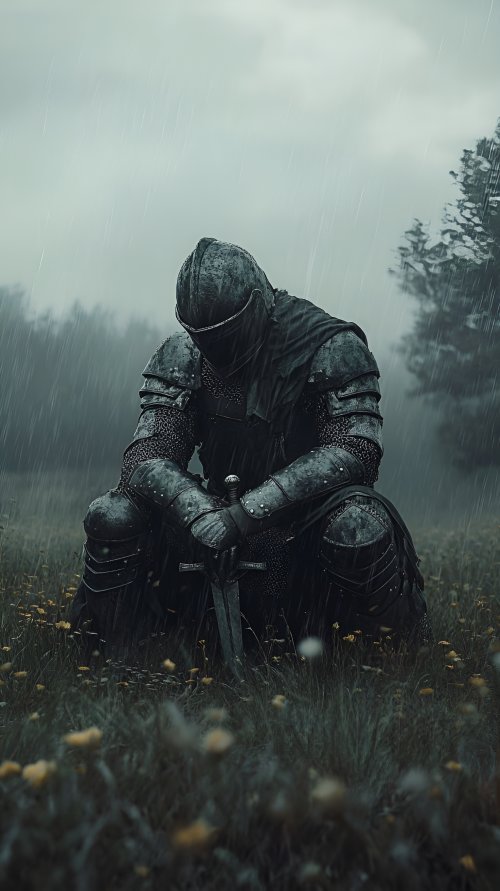Sorrowful Knight in Rain - Related 4K Wallpapers wallpaper