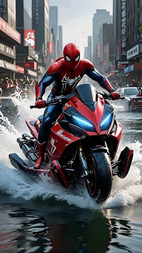Spiderman's Water Motorcycle Ride - Related 4K Wallpapers wallpaper