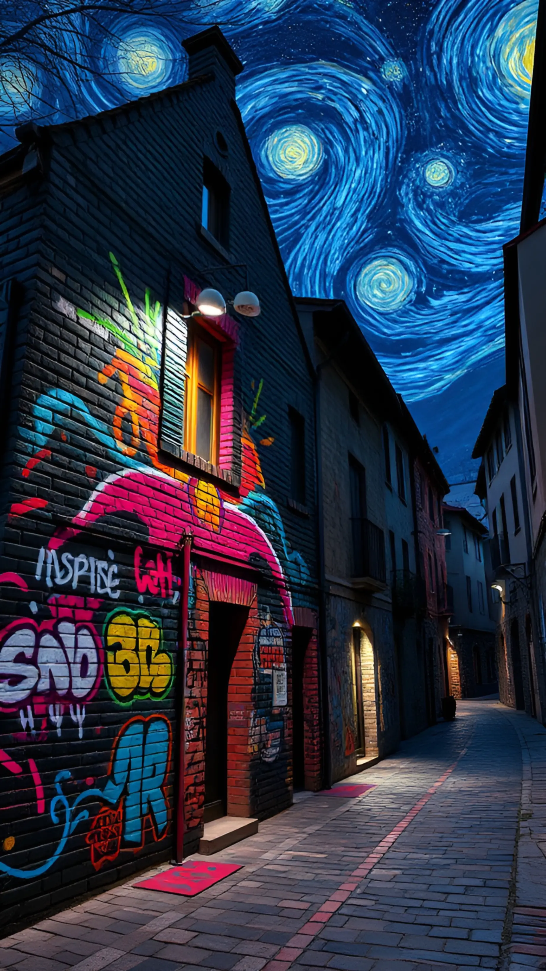 Starry Night Graffiti Alley - Related Dope Wallpapers wallpaper