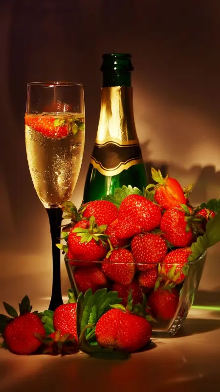 Strawberries and Champagne Still - Related 4K Wallpapers wallpaper