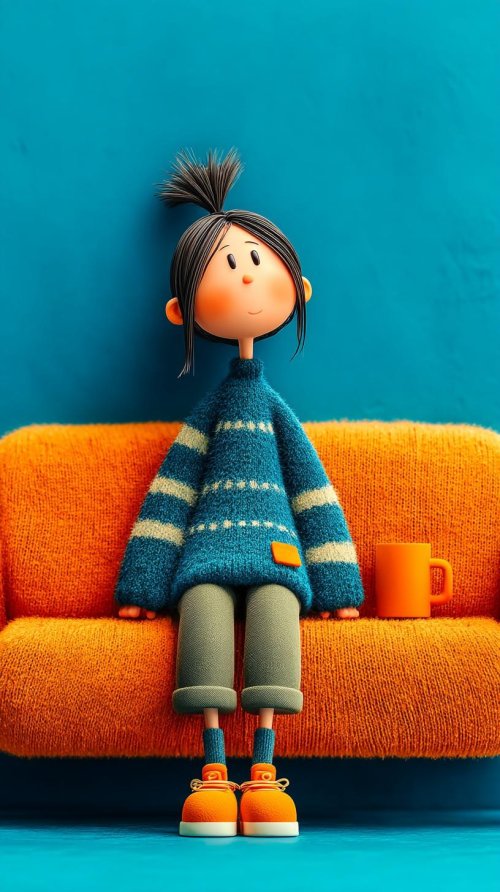 Stylized Girl on Couch