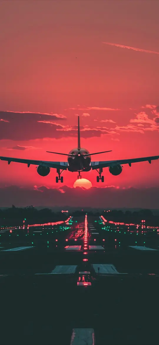 Sunset Airplane Landing - Related 4K Wallpapers wallpaper