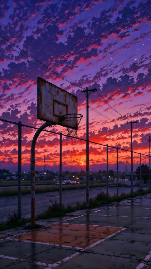 Sunset Basketball Court Anime - Related Dope Wallpapers wallpaper